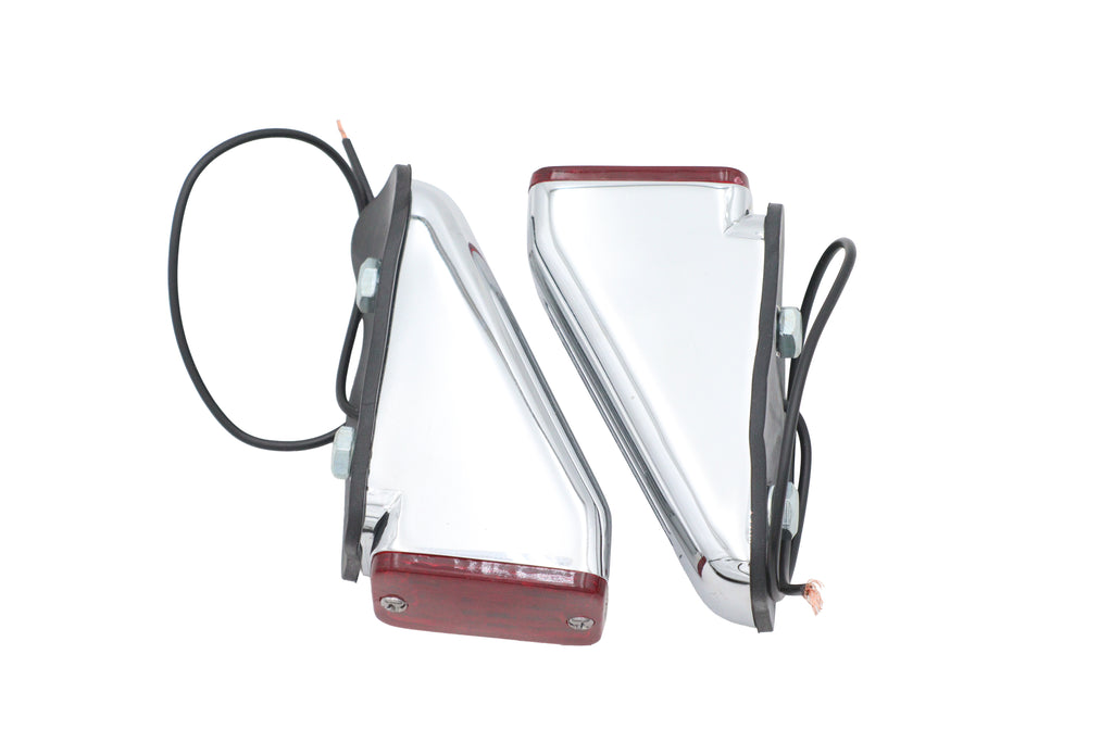 Chrome Wedge Marker Lamp Set with Red Lens