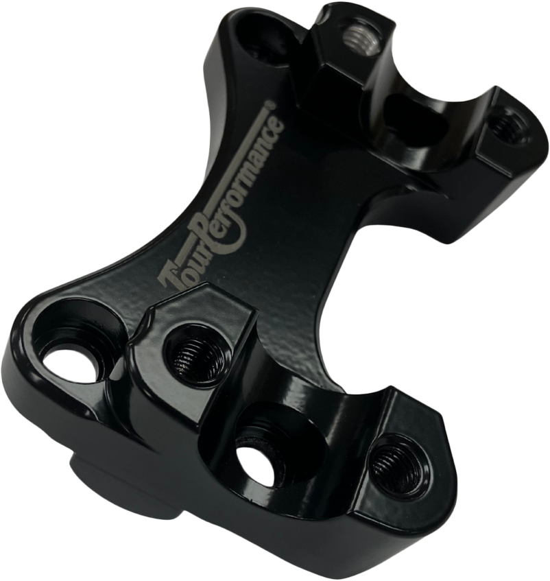 HeliBars Tour Black handlebar risers showing a close-up of the black anodized aluminum risers with mounting hardware.