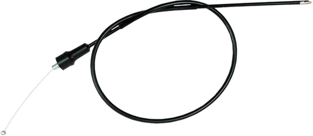 Motion Pro black vinyl throttle cable, model 70-4115, for motorcycle control lines, shown with metal connectors and black outer sheath.