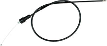 Load image into Gallery viewer, Motion Pro black vinyl throttle cable, model 70-4115, for motorcycle control lines, shown with metal connectors and black outer sheath.