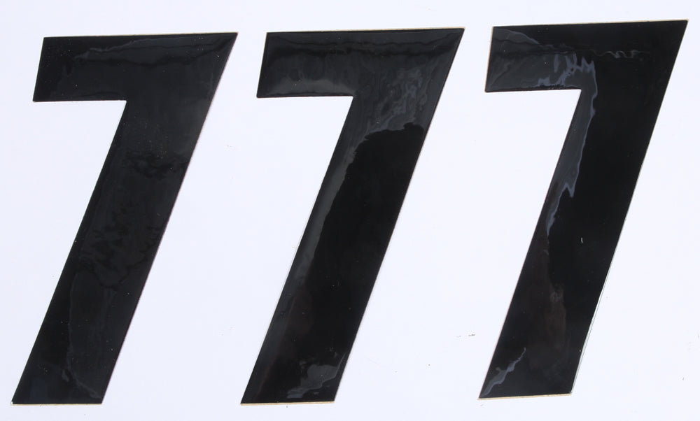 DCOR Number 7 black graphic decals, 6-inch size, three-piece set, suitable for vehicle or surface decoration.