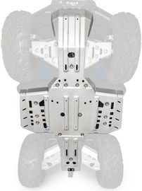 RIVAL POWERSPORTS USA alloy central skid plate guard for motorcycle or ATV, showing the durable metal construction and mounting points.