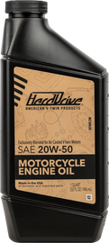 HardDrive 20w50 engine oil 1 Qt bottle, chemical product for engine lubrication, shown in a case of 12 bottles.