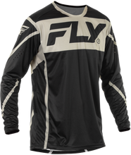 Load image into Gallery viewer, Fly Racing Lite Jersey in black and grey with long sleeves, lightweight motocross jersey with Fly Racing branding.