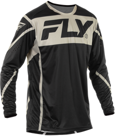 Fly Racing Lite Jersey in black and grey with long sleeves, lightweight motocross jersey with Fly Racing branding.