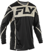 Fly Racing Lite Jersey in black and grey with long sleeves, lightweight motocross jersey with Fly Racing branding.