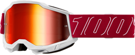 100-PERCENT Accuri 2 Goggle with redline mirror and red lens, designed for sports eyewear, showing the stylish reflective lens.