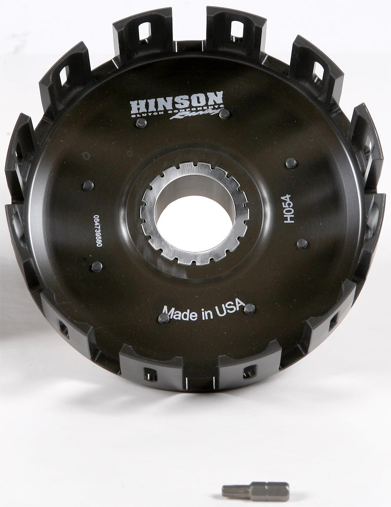 Hinson billet clutch basket for Yamaha YZ250 from 1993 to 2021, durable motorcycle clutch component with intricate metal design