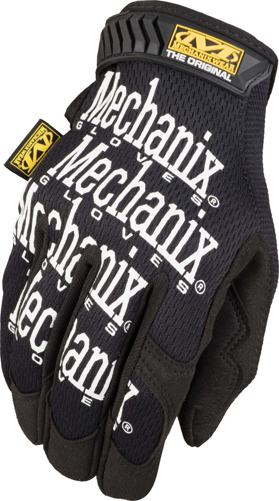 Mechanix Wear black glove in size XS, showing the textured palm and secure wrist closure for enhanced grip and comfort.