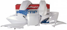 Load image into Gallery viewer, White Polisport Plastics body kit for motorcycles, featuring durable plastic panels and a sleek design.