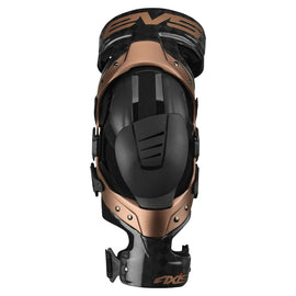 EVS Axis Pro knee brace for left leg, large size, with adjustable straps and reinforced support for athletic knee protection.