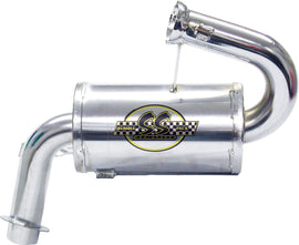 SNO Stuff Rumble Pack A/C Sno Pro 500 exhaust system installed on snowmobile engine, showcasing the sleek metal exhaust components.