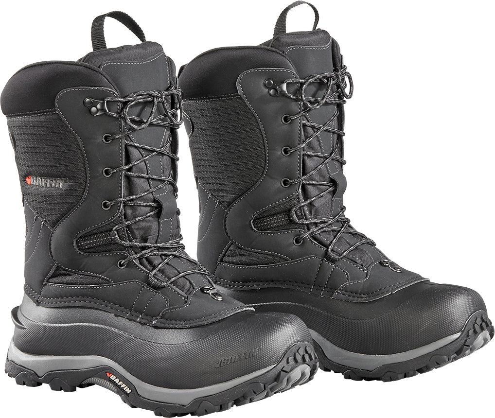 Black Baffin Inc Summit Boots in size 14, showing the rugged exterior and sturdy design suitable for outdoor winter wear.