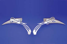 Charger l'image dans la galerie, Chrome Teardrop Mirror Set with Billet Skull Stems