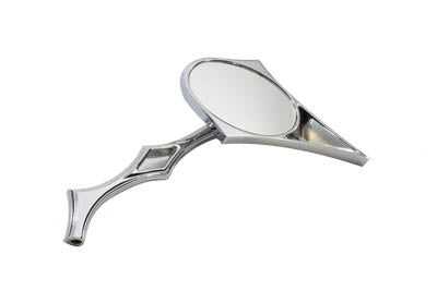 Chrome Spike Oval Mirror with Billet Twisted Stem