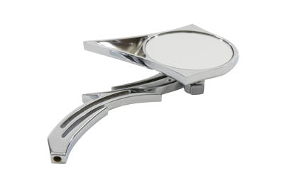 Chrome Spike Oval Mirror with Billet Skull Stem