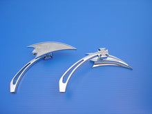 Charger l'image dans la galerie, Chrome Crescent Mirror Set with Billet Cross Head Stems