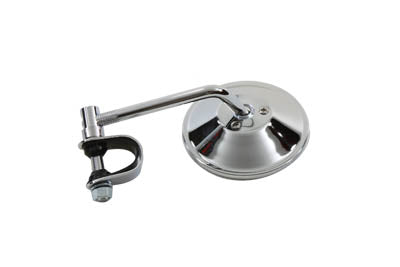 4 inch Round Mirror with Clamp On Stem Chrome
