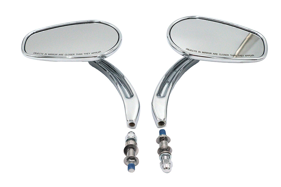 Rectangle Taper Mirror Set with Billet Stems Chrome