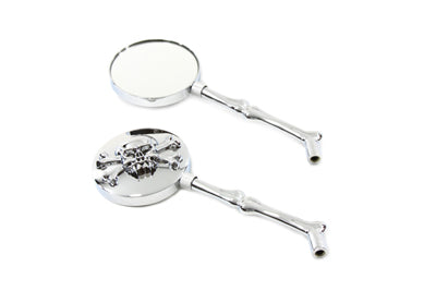 Round Skull Mirror Set with Bone Stems