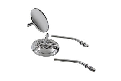 Round Flame Mirror Set Chrome with Round Stems