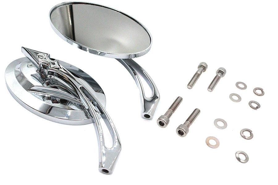 Oval Mirror Set with Billet Spear Stem