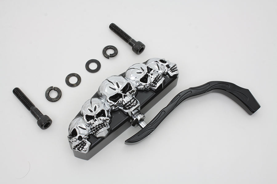 Black 5 Skull Mirror with Billet Worm Stem