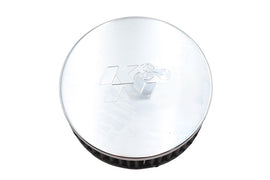 K&N round air filter for fuel and air systems, featuring a chrome top and pleated cotton filter media.