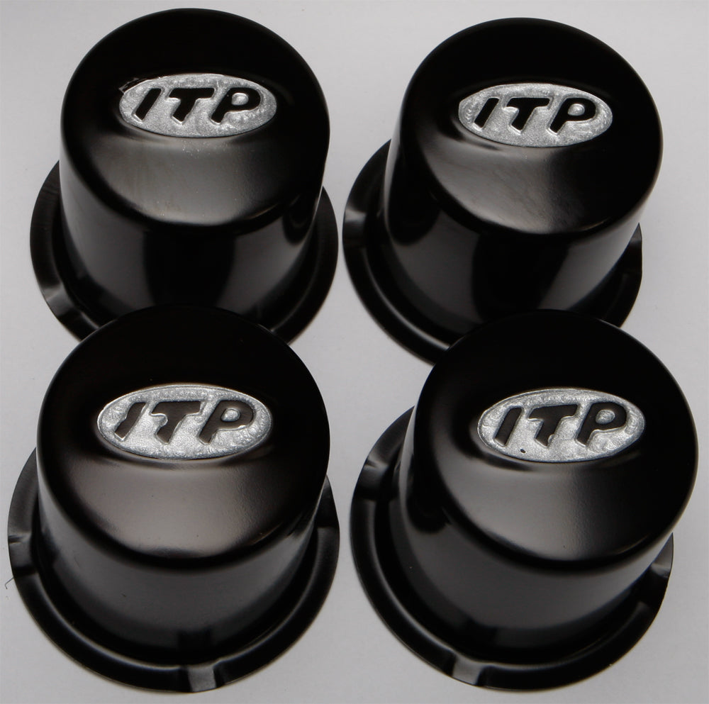 Black ITP Ea/Hub Cap for wheel components, showing the circular hub cap with ITP branding and detailed surface design.