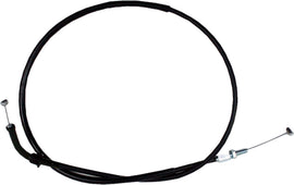 Motion Pro black vinyl throttle cable for motorcycles, showing the flexible cable and black protective outer layer.