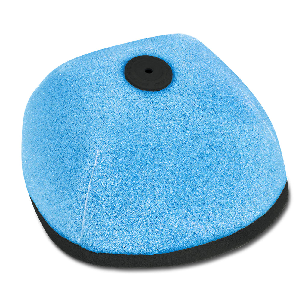 Pro Filter air filter ready to use, pre-oiled, for enhanced engine air intake, shown in the image with detailed filter media.