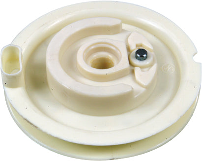 SP1 Starter Pulley for A/C, Pol S/M, model 12-3298, showing the black pulley with mounting hardware and cable attachments.