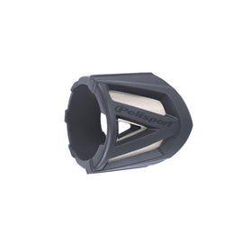 Polisport Plastics silencer protector guard in Nardo Grey, 340-400mm length, for motorcycle exhaust systems.