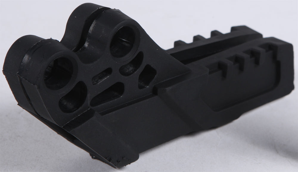Acerbis black chain guide for motorcycle, showing close-up of durable plastic construction and mounting points.