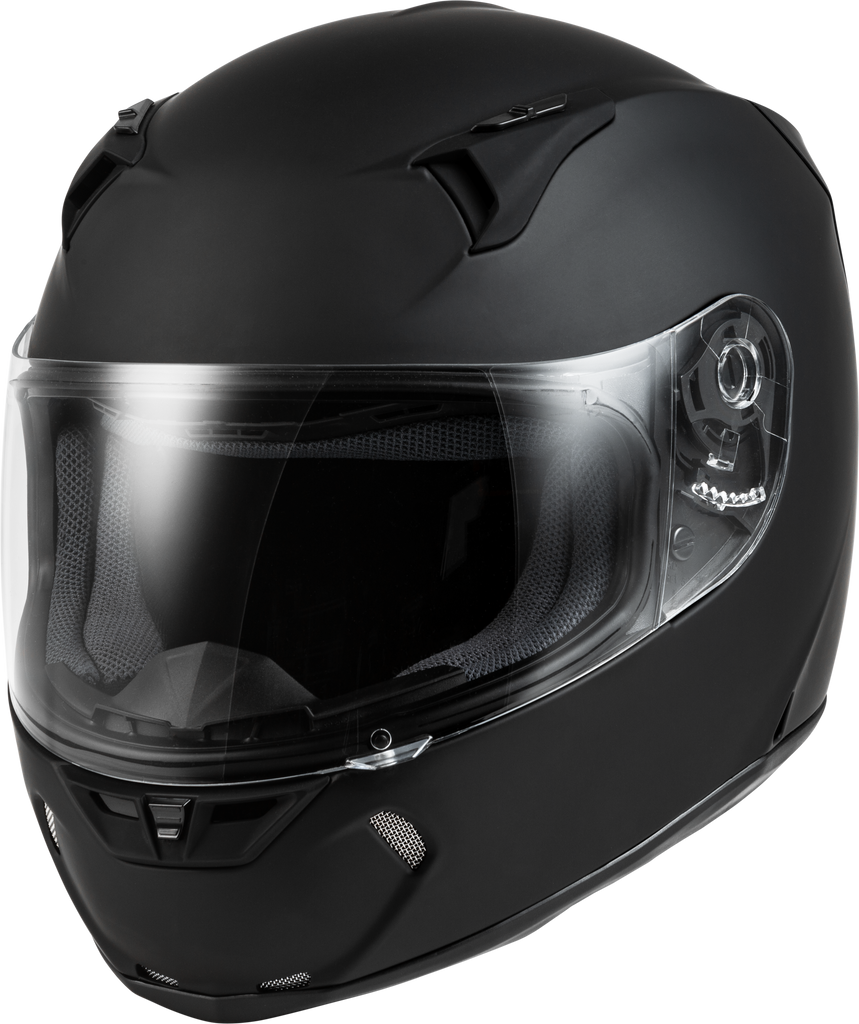 Fly Racing Revolt Solid Helmet in matte black, size XS, with sleek aerodynamic design and secure chin strap.