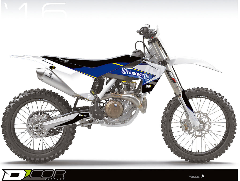 DCOR Complete Graphic Kit in white with various decals and designs, suitable for customizing vehicles or surfaces.