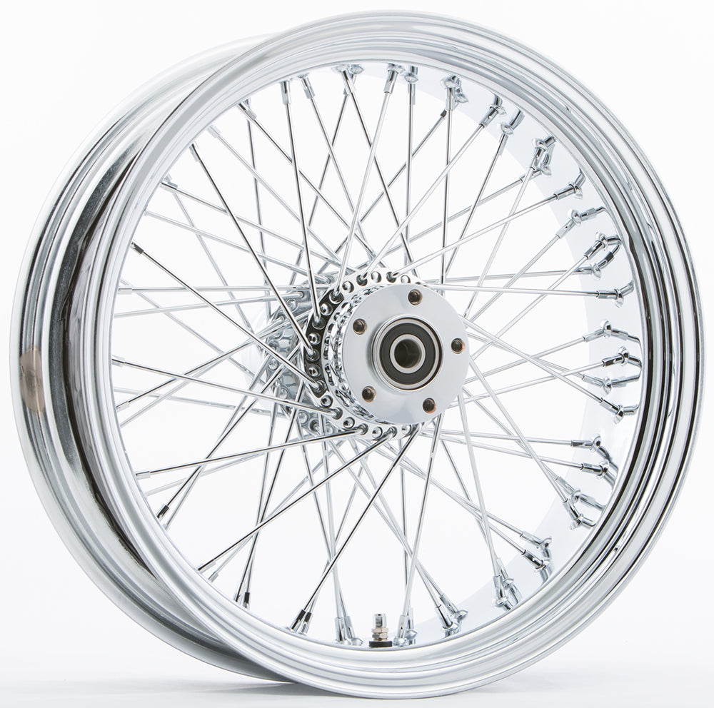 HarDrive RR 60 Chrome Wheel with 18x5.5-inch width, 1-inch axle hub, showing shiny chrome finish and wheel design.