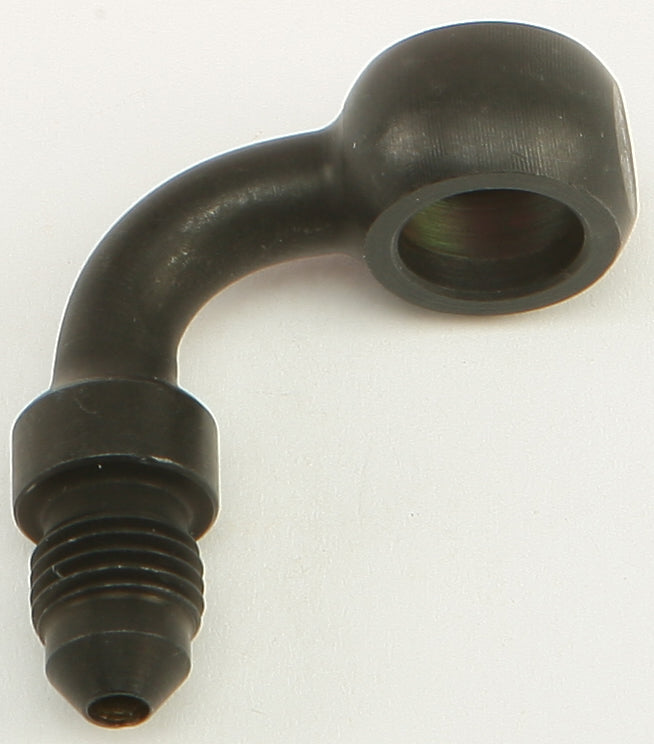 Goodridge 90-degree black ebony banjo fitting for brakes, with 3/8-inch connection and detailed metal construction.