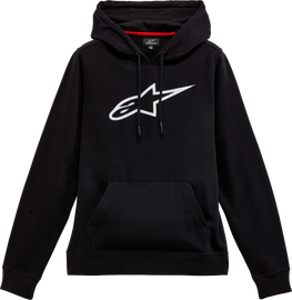 Alpine Star Women's Ageless V2 Hoodie in black, size XS, showing front view with hood and logo details.