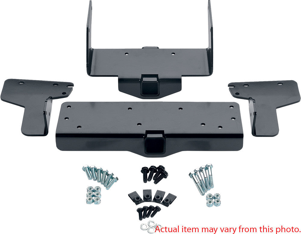 Warn winch mounting system bracket, sturdy steel mount with bolt holes, designed for secure installation of Warn winches.