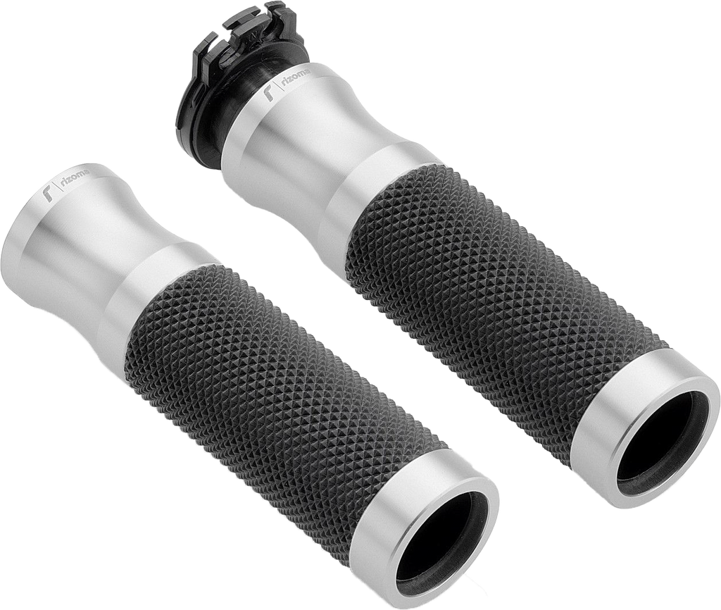 Silver RIZOMA Sport grips for 22mm handlebars, featuring a sleek, textured design suitable for motorcycle or bicycle handlebars.
