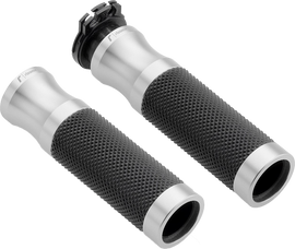 Silver RIZOMA Sport grips for 22mm handlebars, featuring a sleek, textured design suitable for motorcycle or bicycle handlebars.