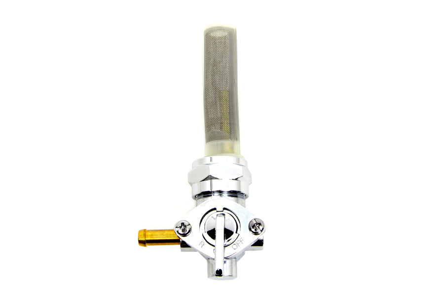 Chrome Petcock with Nut and 90 Left Outlet
