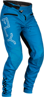 Fly Racing Rayce bicycle pants in blue, size 36, featuring durable fabric and a comfortable fit for cycling.