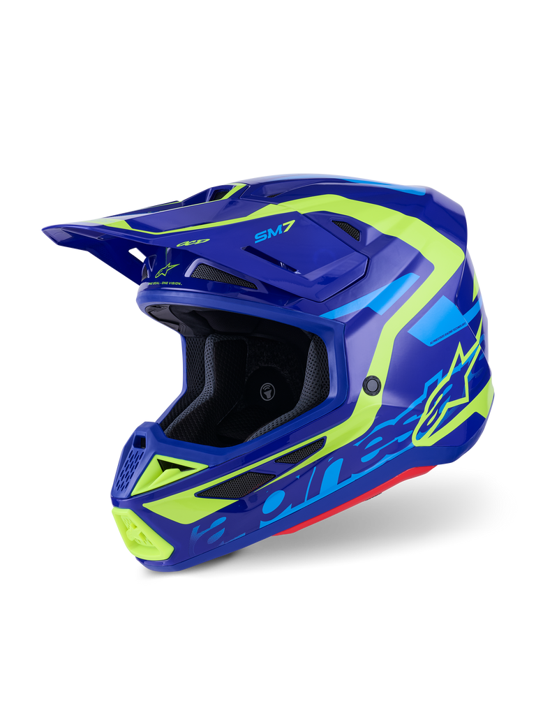 Sm7 Deed Helmet Blue/Ylw Fluo Glossy Lg