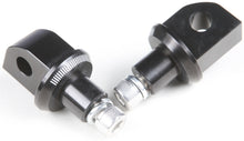 Load image into Gallery viewer, PUIG black footpeg adapter for motorcycle foot controls, showing the sturdy metal construction and mounting features.