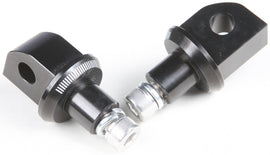 PUIG black footpeg adapter for motorcycle foot controls, showing the sturdy metal construction and mounting features.