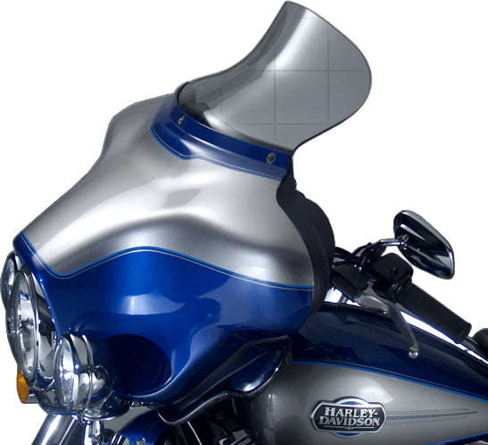 National Cycle Wave Windscreen 7.75" Smoke Flh for motorcycles, showcasing the tinted windshield and mounting hardware.