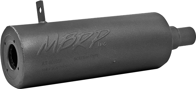 Black MBRP Exhaust single slip-on system with 4.25-inch sport muffler, designed for enhanced performance and sound.