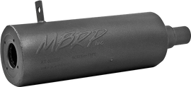 Black MBRP Exhaust single slip-on system with 4.25-inch sport muffler, designed for enhanced performance and sound.